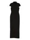 Solace London Maxi Dress High Neck Cap Sleeves Fitted In Black