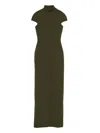 Solace London Maxi Dress Cap Sleeves High Neckline In Green