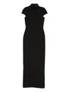 Solace London Maxi Dress High Neck Cap Sleeves Fitted In Black