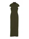 Solace London Maxi Dress Cap Sleeves High Neckline In Green