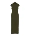 Solace London Maxi Dress Cap Sleeves High Neckline In Green