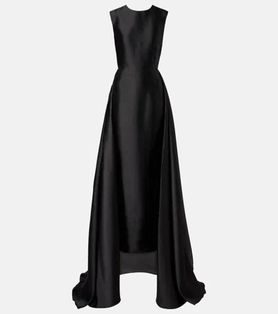Solace London Larsen Satin Gown In Black