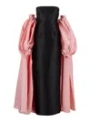 Solace London 'lea' Black Long Dress With Rear Cape Insert And Train In Tech Fabric Stretch Woman