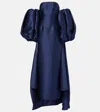 Solace London Lea Cape Twill Gown In Navy