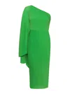 Solace London Lenna One-shoulder Draped Midi Dress In Green