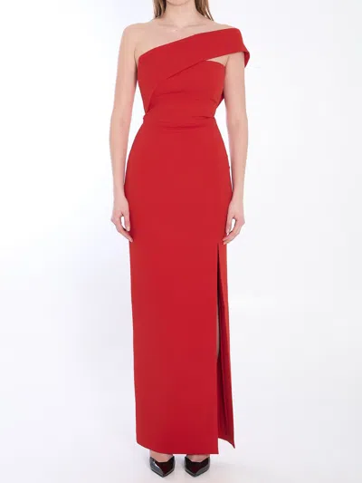 Solace London Lois Crepe Knit Maxi Dress In Red