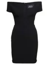 SOLACE LONDON 'LOLA' MINI BLACK DRESS WITH PLUNGING SWEETHEART NECKLINE IN STRETCH CREPE WOMAN SOLACE LONDON