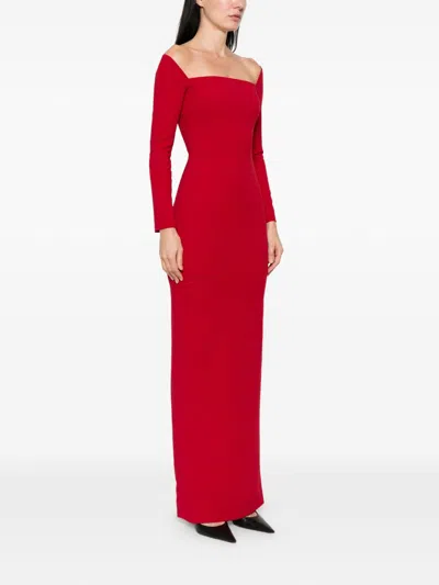 Solace London Lolita Long-sleeve Maxi Dress In Red