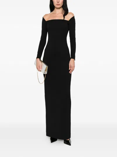 Solace London Lolita Square-neck Long-sleeves Maxi Dress In Black