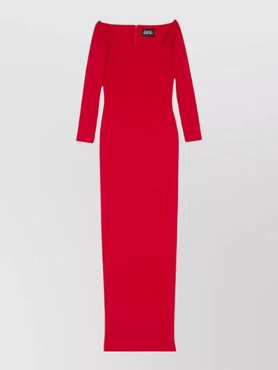 Solace London Lolita Maxi Dress Off Shoulder Neckline In Red