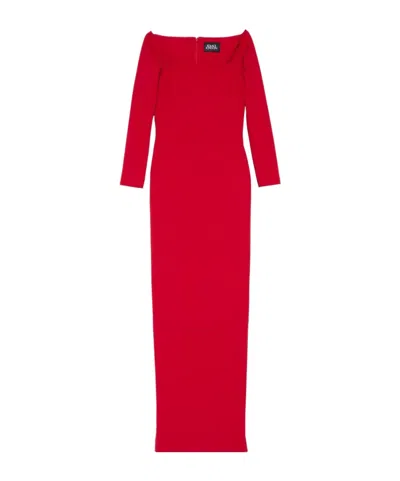 Solace London Lolita Square Neck Long-sleeved Dress In Red