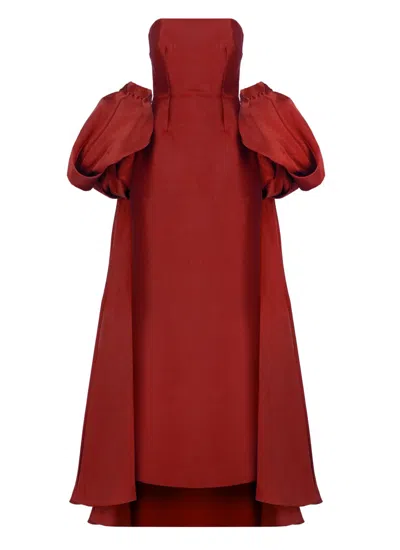 Solace London Long Bordeaux Dress In Burgundy | ModeSens