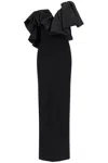Solace London 'cassia' Black Maxi Dress With Asymmetric Neckline And Ruched Details In Black