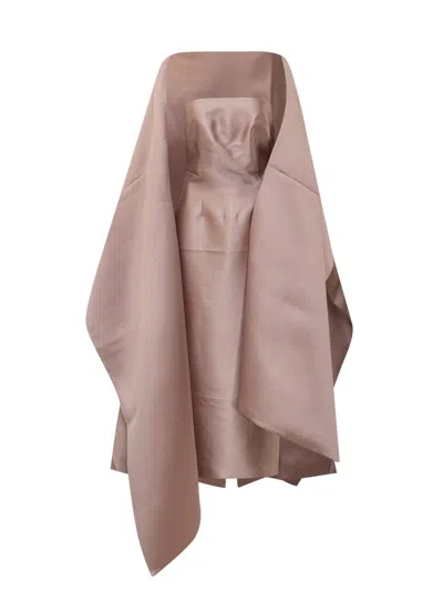 Solace London Long Dress With Draped Cape In Pink
