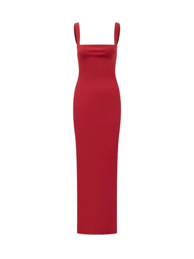 Solace London Long Dress With Thin Straps In Red