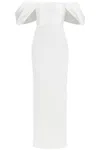 Solace London Dakota Off-the-shoulder Crepe And Satin-twill Gown In Cream (white)