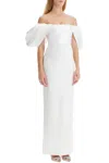 Solace London Dakota Off-the-shoulder Crepe And Satin-twill Gown In White