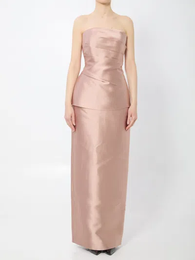 Solace London Lucille Strapless Maxi Dress In Brown