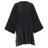 Solace London Lulu Structural Contrasting Pleat Satin Hem Boxy Dress In Black