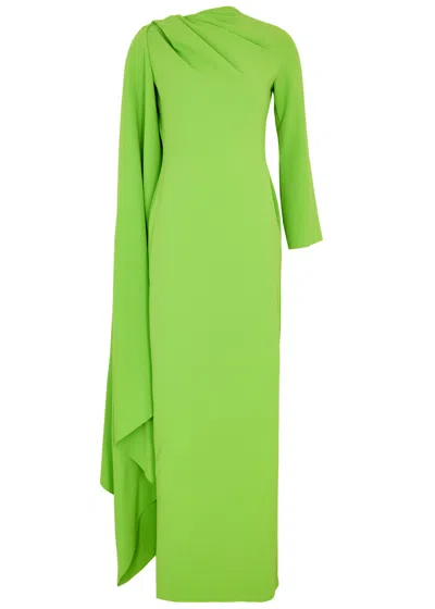 Solace London Lydia Cape-effect Maxi Dress In Green