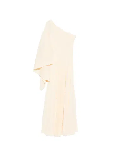 Solace London Maci Pleated One-shoulder Maxi Dress In White