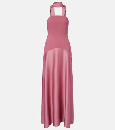 Solace London Mae Satin-paneled Bustier Gown In Pink