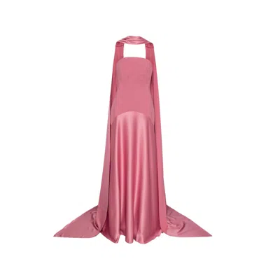 Solace London Mae Scarf-detail Strapless Maxi Dress In Pink