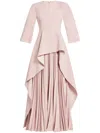 Solace London Maia Draped Pleated Gown In Pink