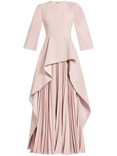 Solace London Maia Draped Pleated Gown In Pink