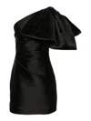 Solace London Marcela One-shoulder Ruched Faille Mini Dress In Negro