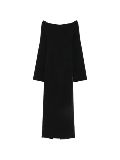 Solace London Marcella Off-shoulder Bell-sleeve Maxi Dress In Black