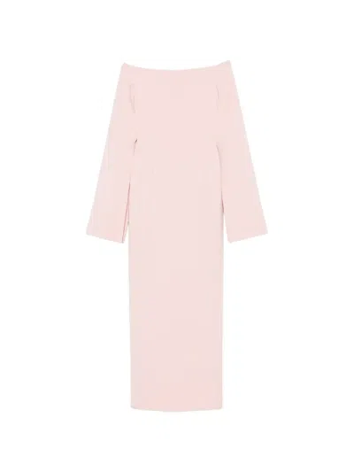 Solace London Sabina Off-the-shoulder Stretch-crepe Maxi Dress In Pink