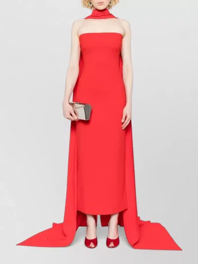 Solace London Martine Strapless Backless Cape Maxi Dress In Red