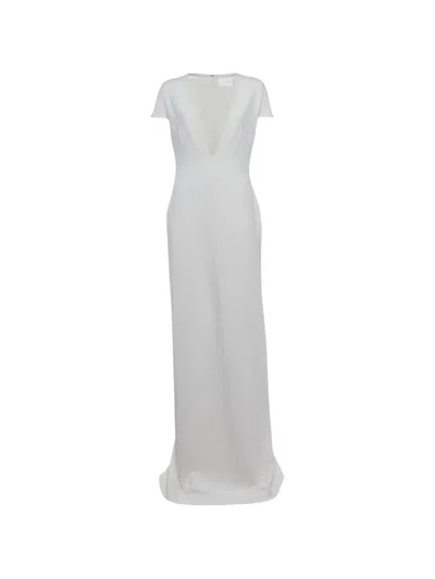 Pre-owned Solace London Mason Stretch-crepe Maxi Dress In White
