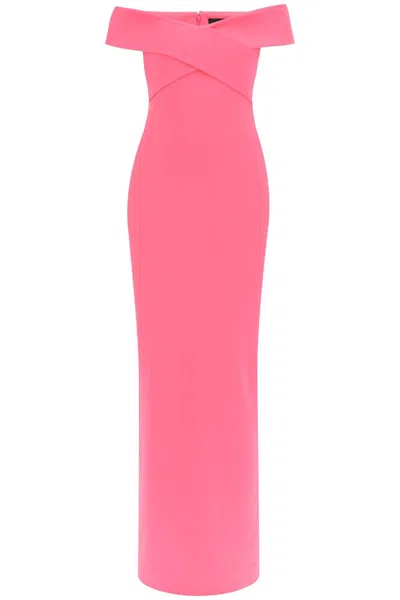 Solace London Maxi Abito Ines Off Shoulder In Pink
