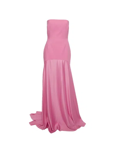 Pre-owned Solace London Maxi Alessandra Strapless Gown In Pink