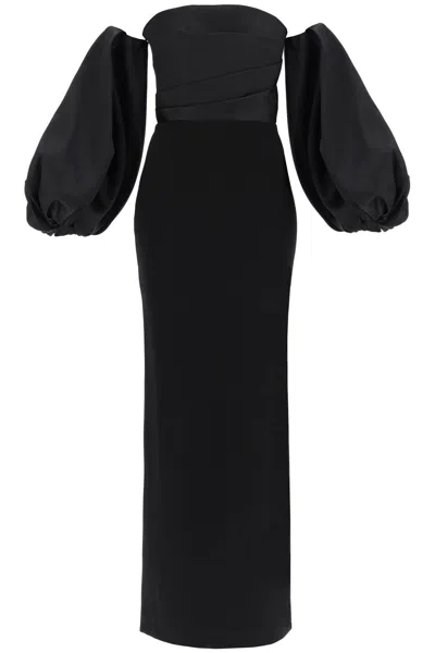 Solace London Maxi Dress Carmen With Balloon Sleeves In Black