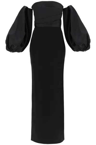 Solace London Maxi Dress Carmen With Balloon Sleeves In Black