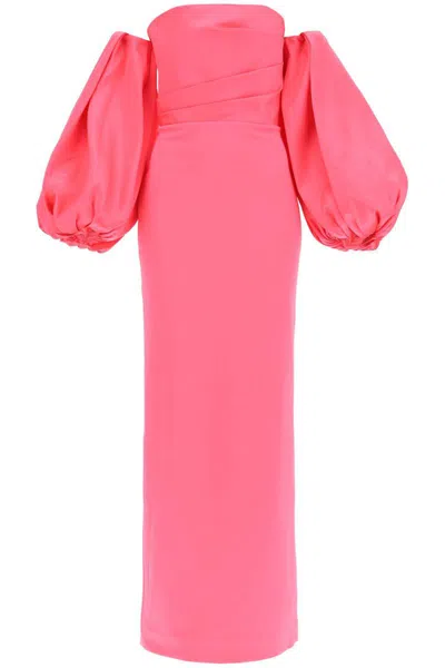 Solace London Maxi Dress Carmen With Balloon Sleeves In Rosa