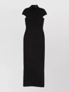 Solace London Maxi Dress High Neck Cap Sleeves Fitted In Black