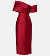 Solace London Mirla Off-shoulder Satin Cocktail Dress In Red