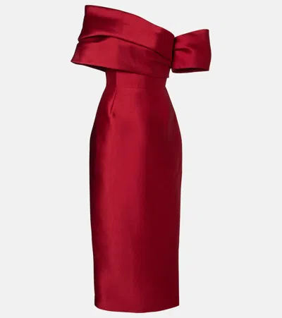 SOLACE LONDON MIRLA OFF-SHOULDER SATIN COCKTAIL DRESS