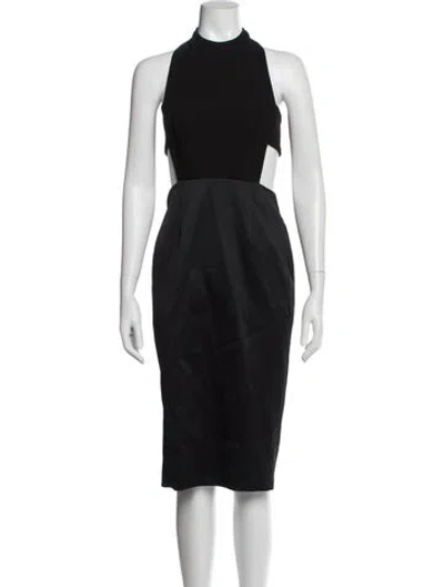 Pre-owned Solace London Mock Neck Knee-length Dress In Black