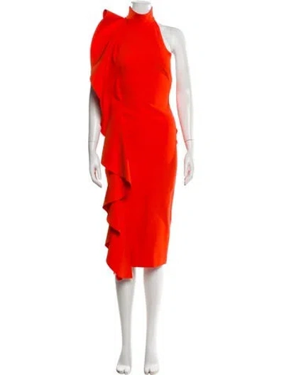 Pre-owned Solace London Mock Neck Knee-length Dress In Orange