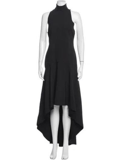 Pre-owned Solace London Mock Neck Long Dress In Black