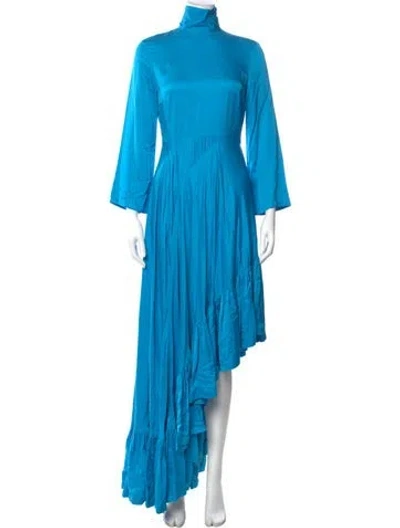 Pre-owned Solace London Mock Neck Long Dress In Blue