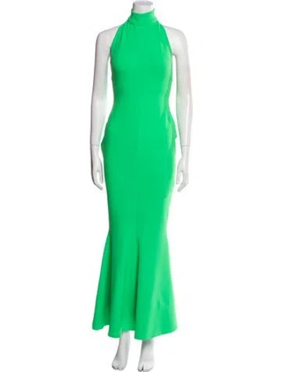 Pre-owned Solace London Mock Neck Long Dress In Green