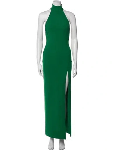 Pre-owned Solace London Mock Neck Long Dress In Green