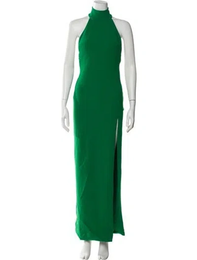 Pre-owned Solace London Mock Neck Long Dress In Green