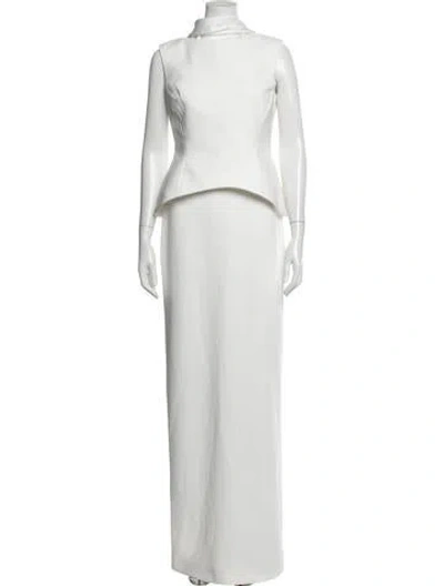 Pre-owned Solace London Mock Neck Long Dress In Neutrals